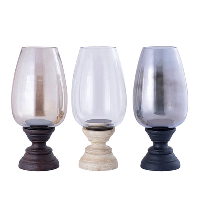 Qez Windlicht XL – Crèmekleurig Mangohout & Helder Glas by PTMD