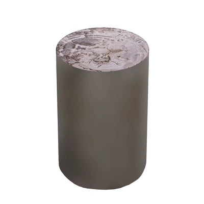 Rillix Natuurlijke Versteend Hout Bijzettafel Nikkel Rnd by PTMD