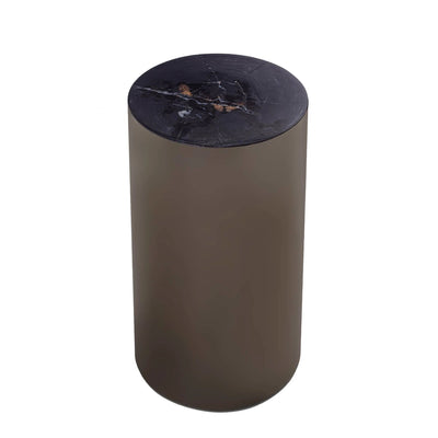 Rillix Zwarte Versteend Hout Bijzettafel Nikkel Rond by PTMD