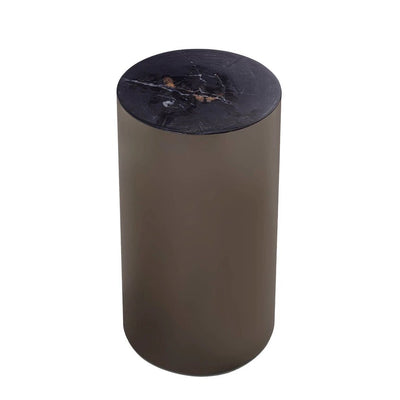 Rillix Zwarte Versteend Hout Bijzettafel Nikkel Rond by PTMD