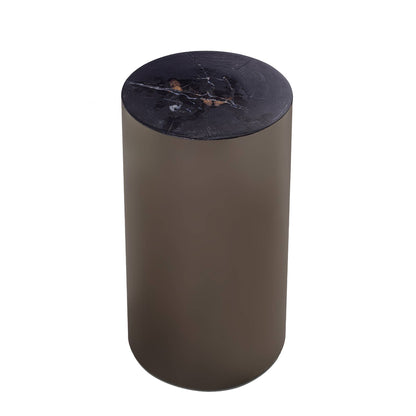 Rillix Zwarte Versteend Hout Bijzettafel Nikkel Rond - depauwwonen