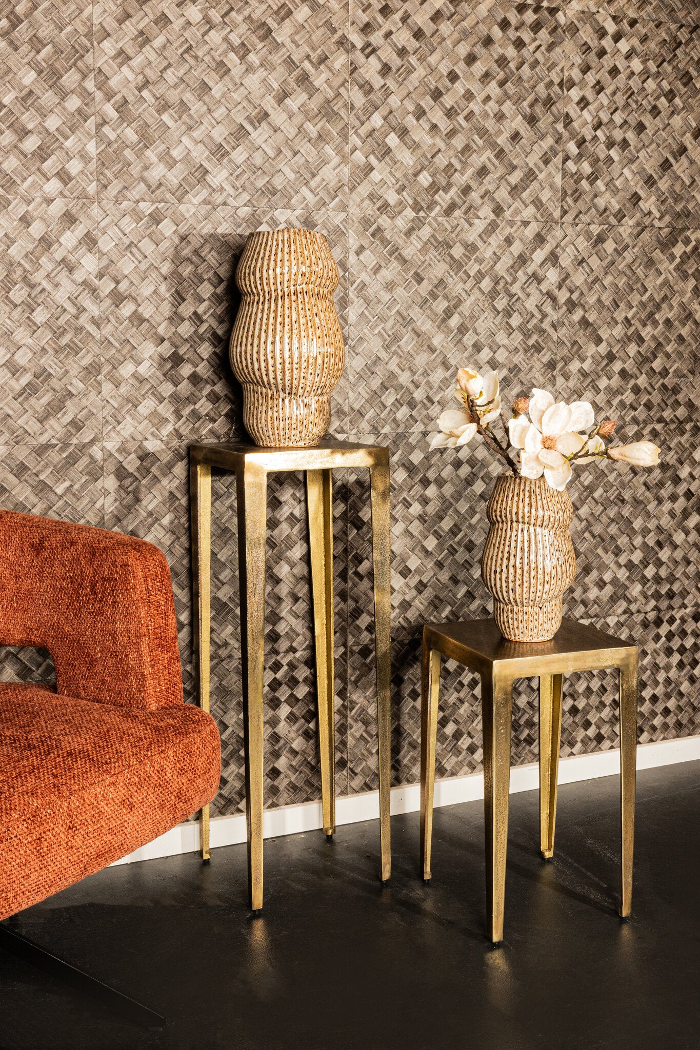 Rivva Messing Gegoten Alu Vierkante Bijzettafel Set van 2 - depauwwonen