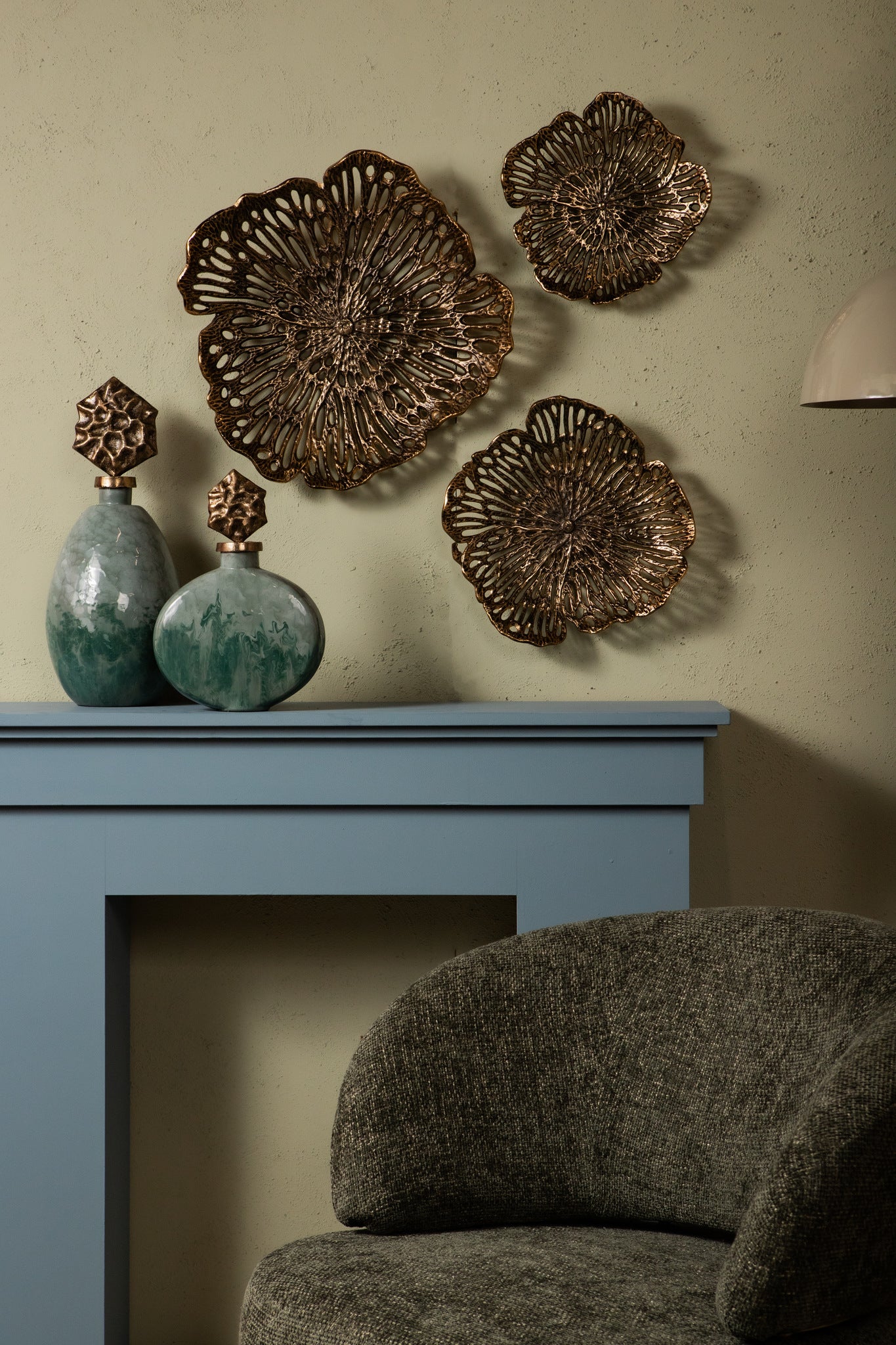 Ryhann Messing Gegoten Aluminium Bloemen Wanddecoratie Kom M - depauwwonen