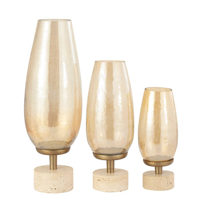 Sajeth Windlicht L – Messing & Luster Glas op Voet by PTMD