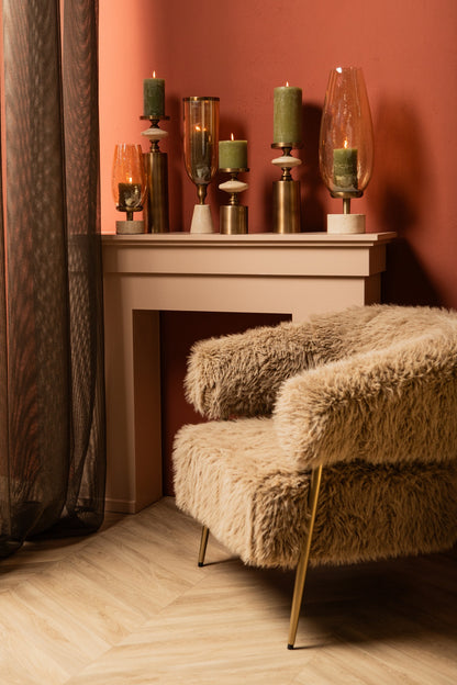 Sajeth Windlicht M – Messing & Luster Glas op Voet - depauwwonen