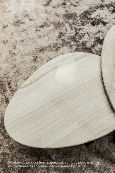 Salontafel Muka Laag Donkergrijze Basis Wit Marmer by PTMD