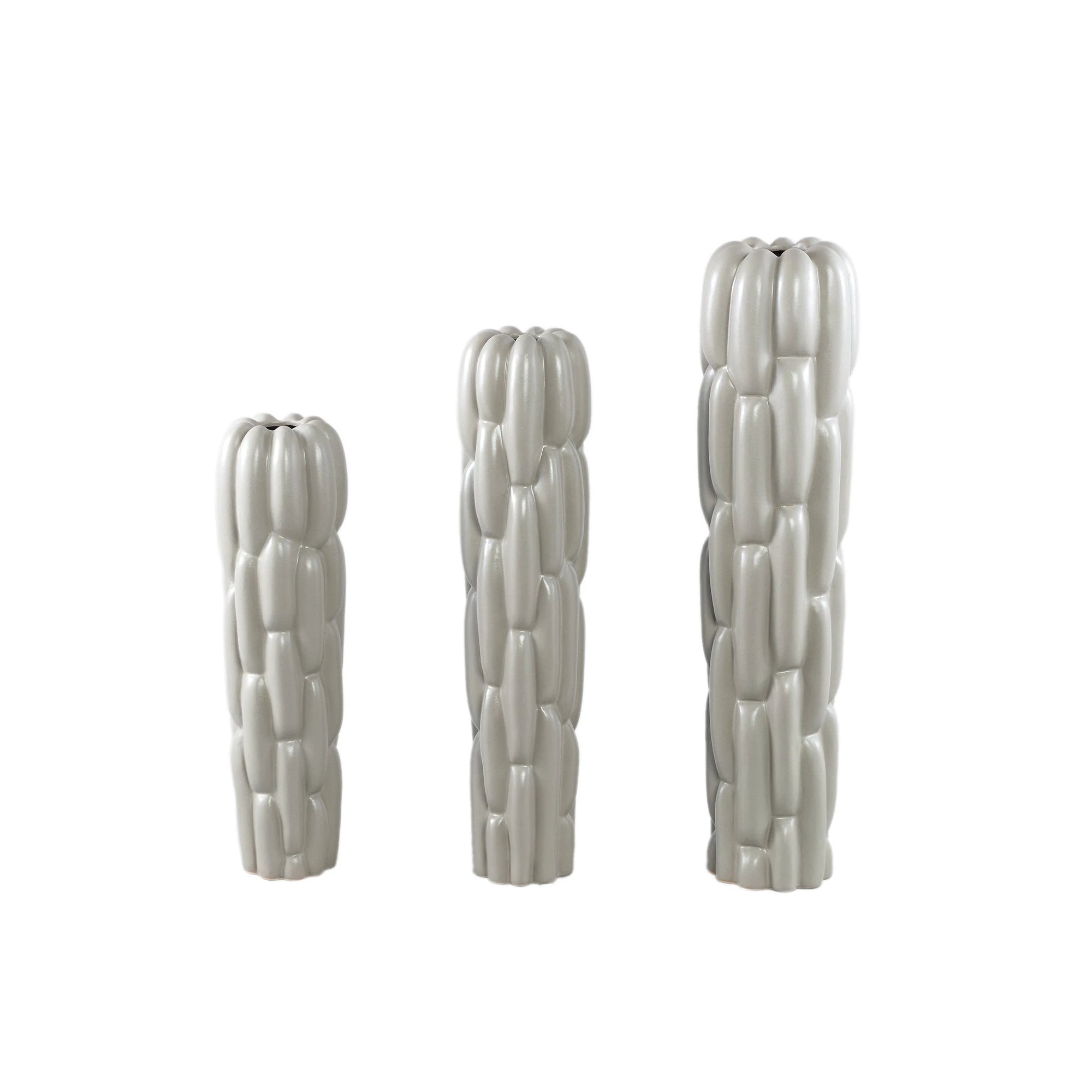 Seani's Grijze Ronde Keramische Vaas Blokpatroon L by PTMD