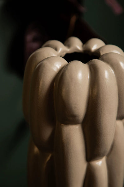 Seani's Grijze Ronde Keramische Vaas Blokpatroon L by PTMD