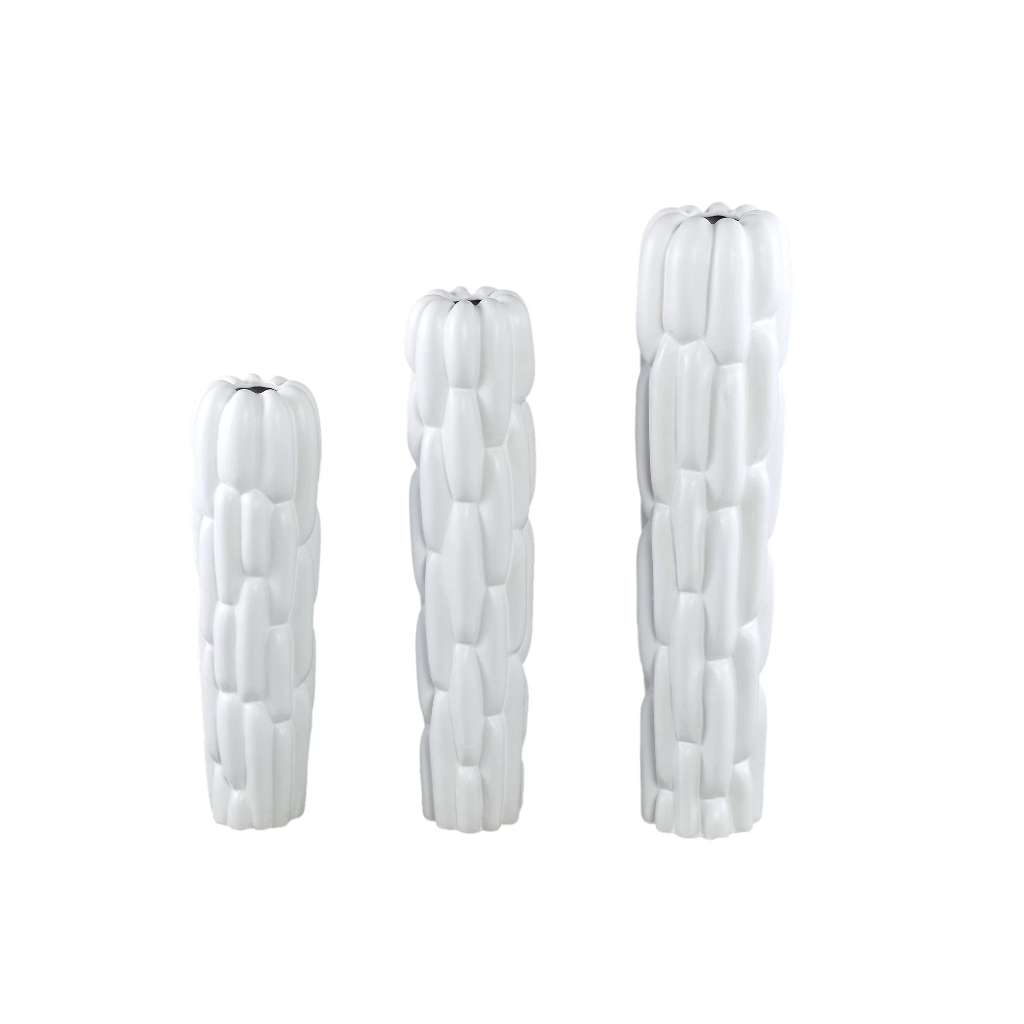 Seani's Witte Ronde Keramische Vaas Blokpatroon L by PTMD