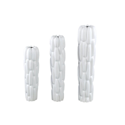 Seani's Witte Ronde Keramische Vaas Blokpatroon L by PTMD