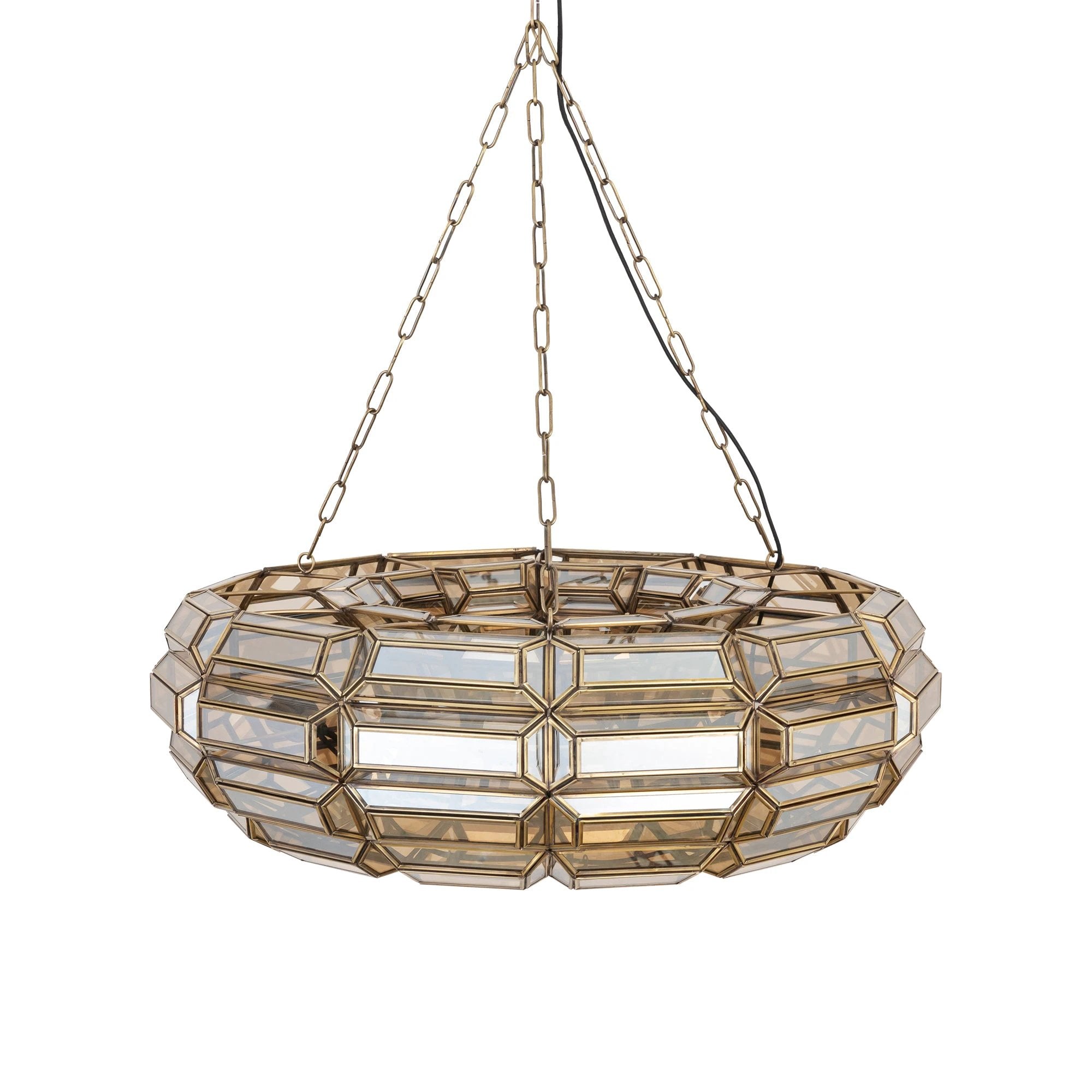 Thyro Antiek Messing Glas Amber Donut Lamp by PTMD