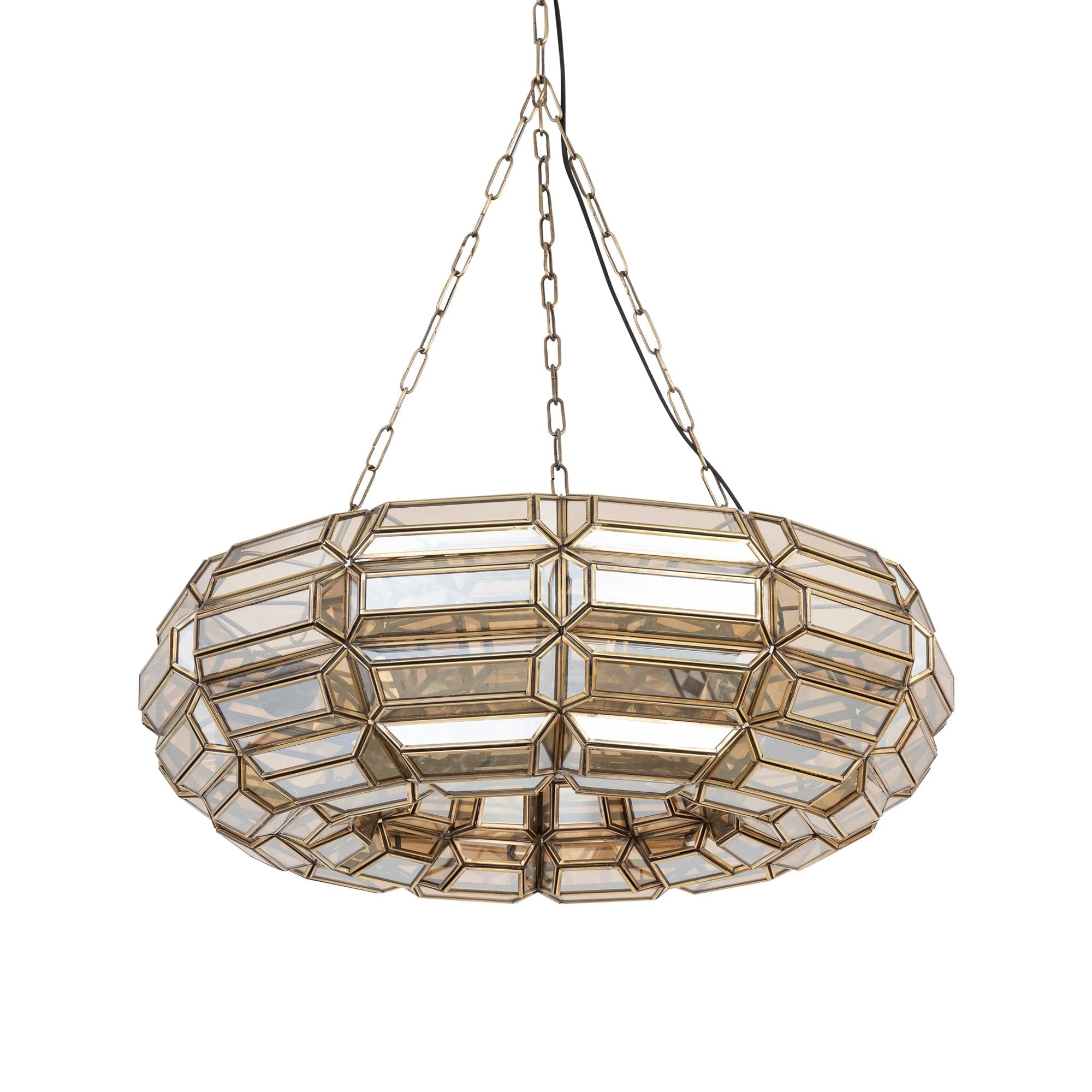 Thyro Antiek Messing Glas Amber Donut Lamp by PTMD