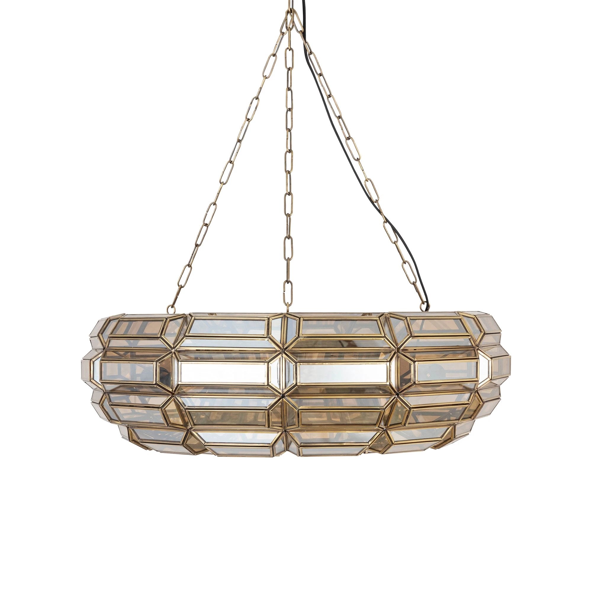 Thyro Antiek Messing Glas Amber Donut Lamp by PTMD