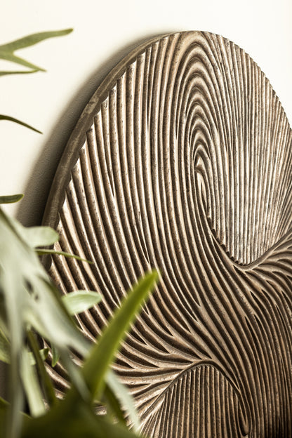 Wiktor Brown MDF Ronde Wandpaneel Swirl Gesneden M - depauwwonen