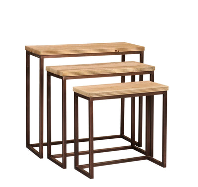 Zoah Koper Mango Hout Rechthoekige Wandtafel set van 3 by PTMD