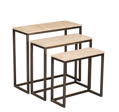 Zoah Travertine Rechthoekige Wandtafel set van 3 by PTMD