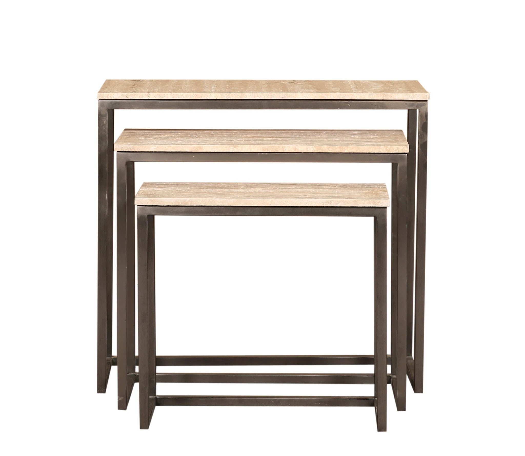 Zoah Travertine Rechthoekige Wandtafel set van 3 by PTMD