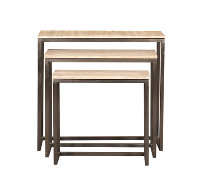 Zoah Travertine Rechthoekige Wandtafel set van 3 by PTMD