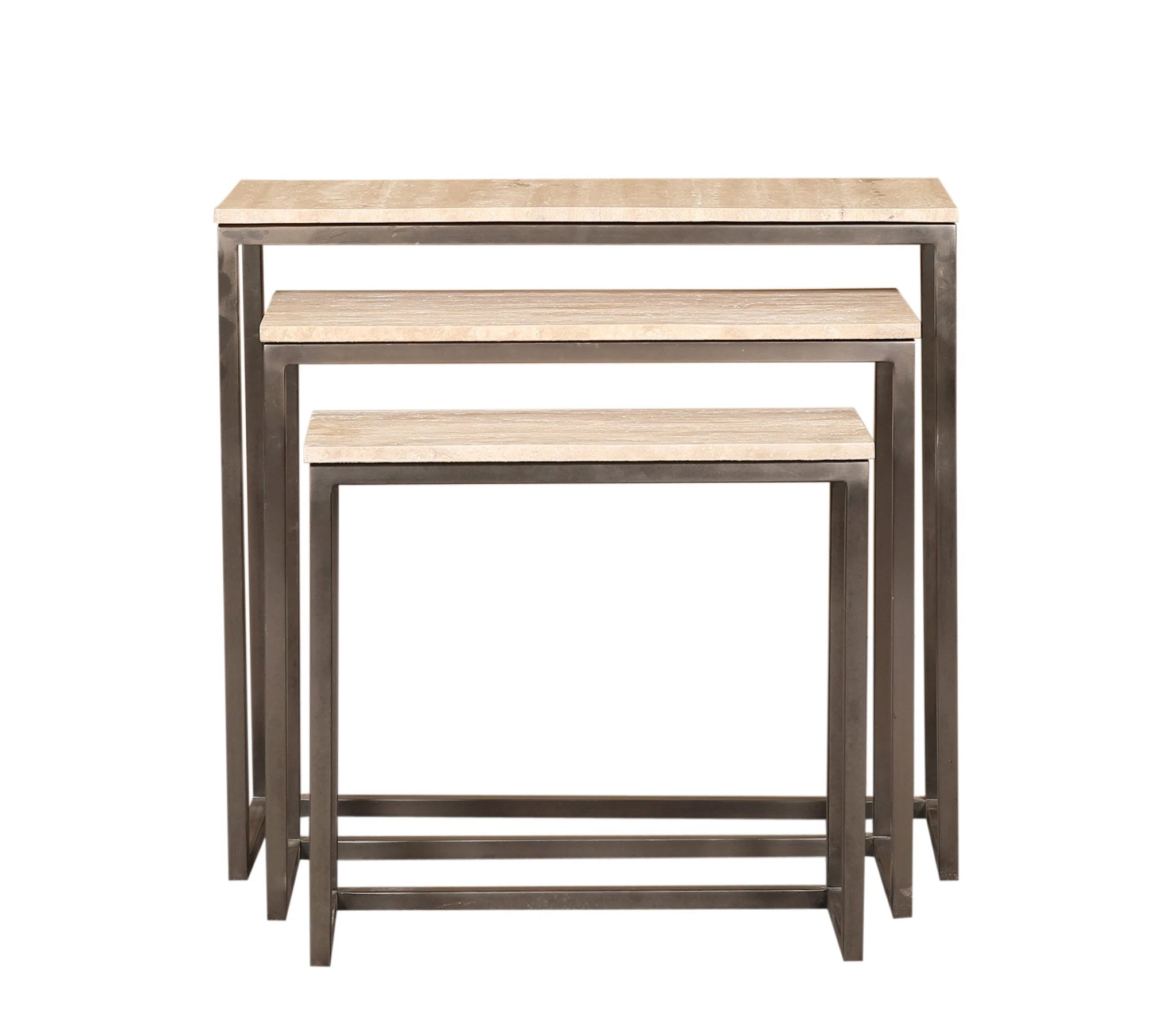 Zoah Travertine Rechthoekige Wandtafel set van 3 by PTMD