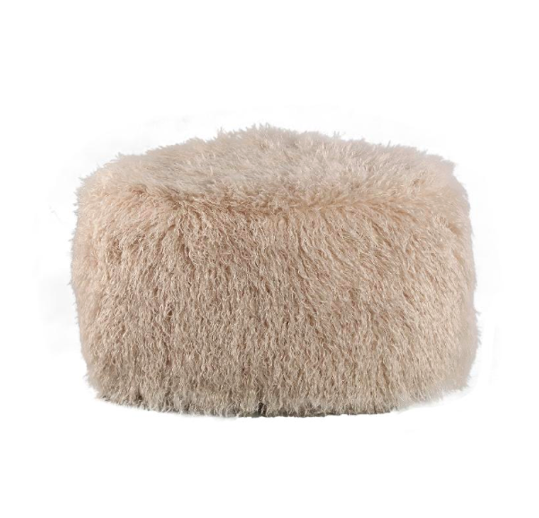 Miho Beige Faux Fur Poef - depauwwonen
