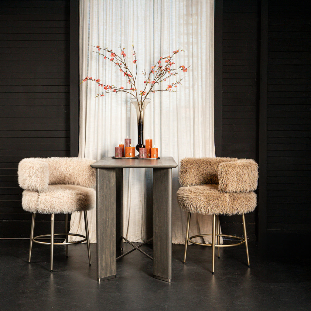 Hair barstoel Brown met metalen onderstel - depauwwonen