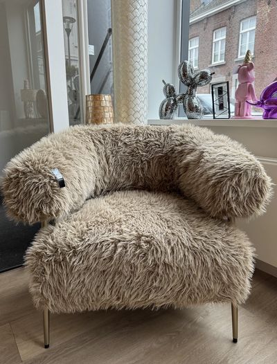 Hair Brown fauteuil met metalen onderstel by PTMD