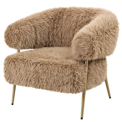Hair Brown fauteuil met metalen onderstel by PTMD