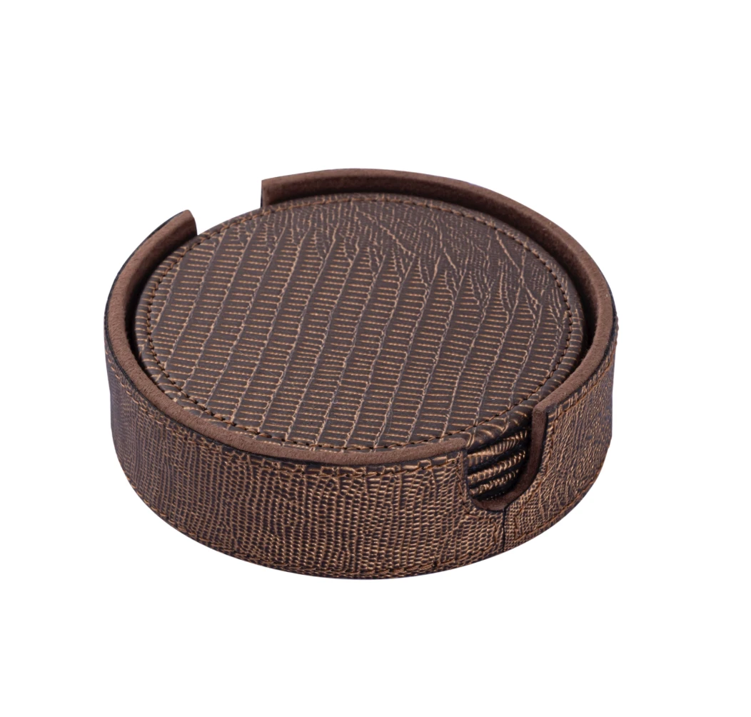 Onderzetters Rafal Brons - Vegan Leer (Set van 6) - DROPPERY by PTMD