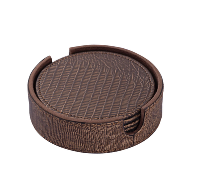 Onderzetters Rafal Brons - Vegan Leer (Set van 6) - DROPPERY by PTMD