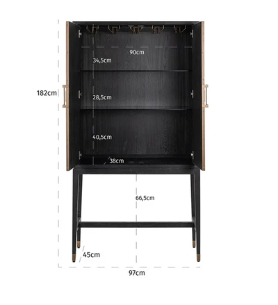 Bar Kast Bloomville Goud - 2 deuren by Richmond Interiors