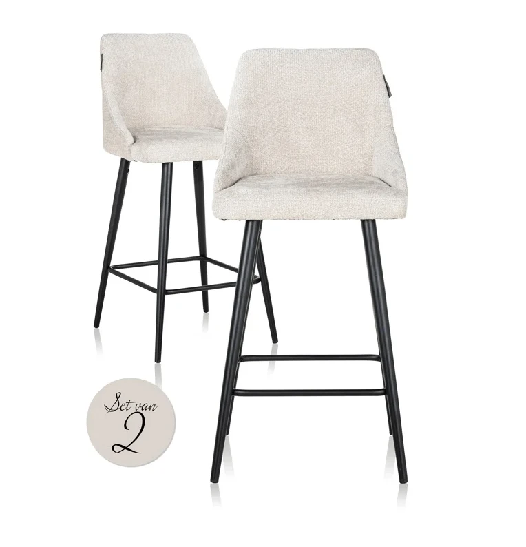 Barstoel Brooke cream unicorn (set van 2) - laag by Richmond Interiors