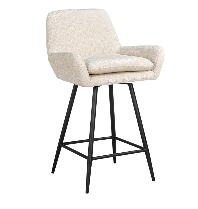 Draai Barstoel Linsey Beige Chenille - Laag by Richmond Interiors