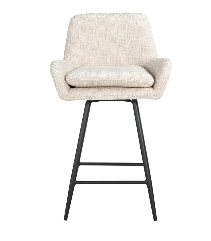 Draai Barstoel Linsey Beige Chenille - Laag by Richmond Interiors