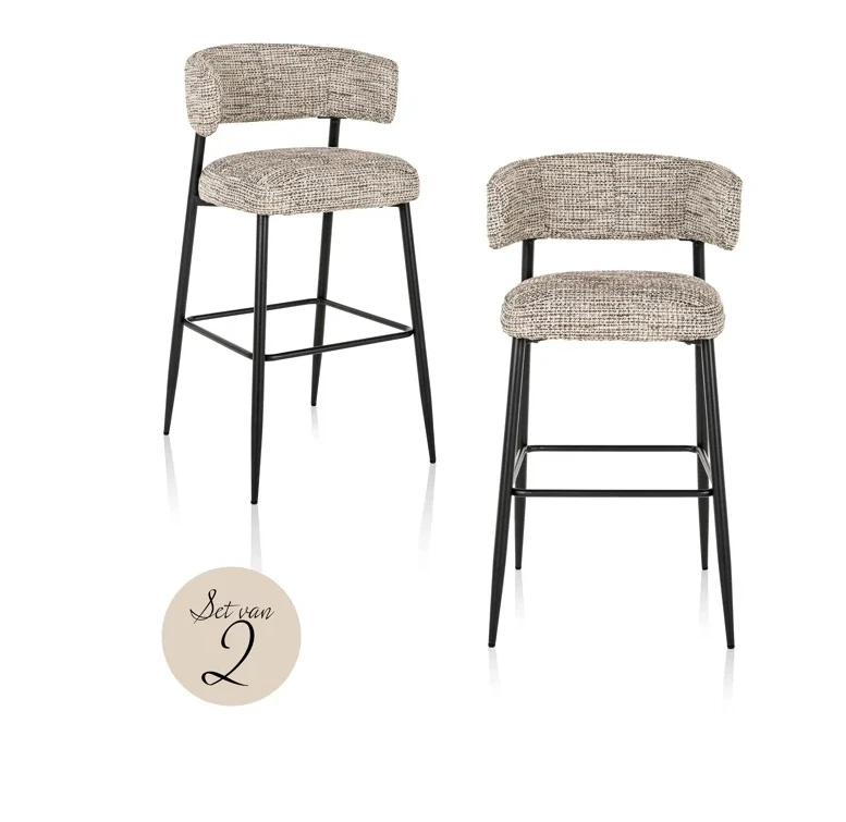 Barstoel Rochelle trendy nature (set van 2) - laag by Richmond Interiors