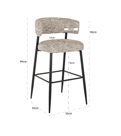Barstoel Rochelle trendy nature (set van 2) - laag by Richmond Interiors