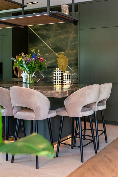 Barstoel Savoy Khaki Velvet - Laag by Richmond Interiors