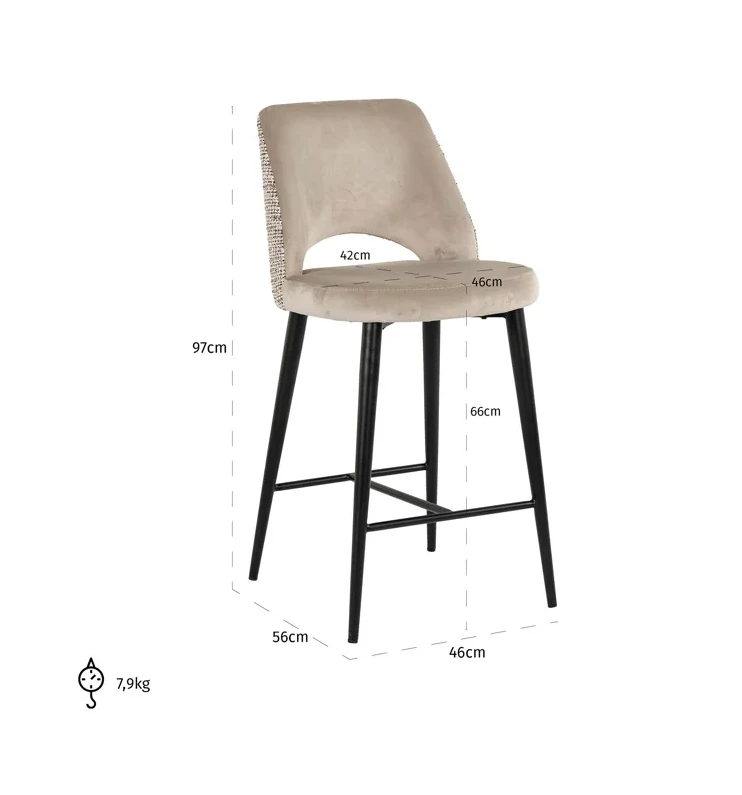 Barstoel Tabitha Trendy Nature - Laag by Richmond Interiors