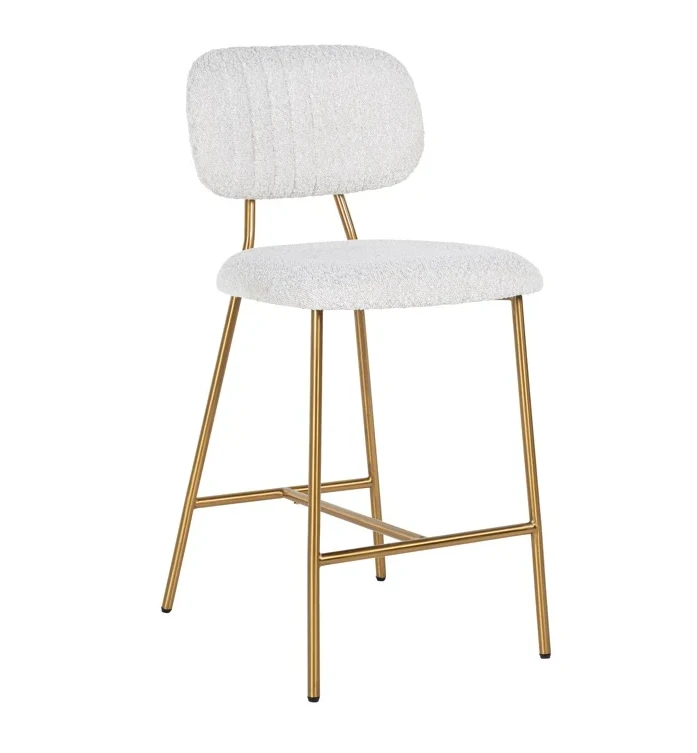 Barstoel Xenia white bouclé - Laag (set van 2) by Richmond Interiors