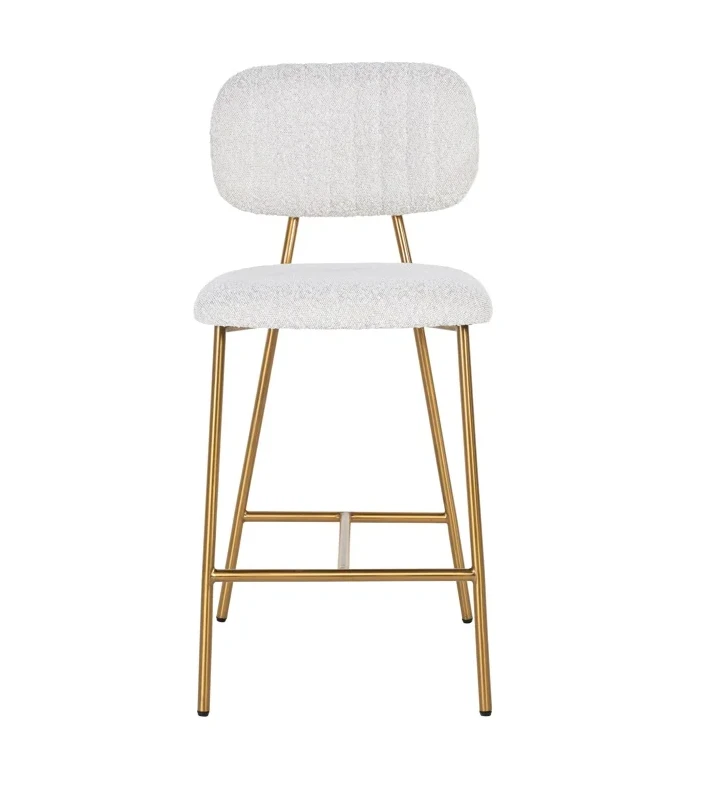 Barstoel Xenia white bouclé - Laag (set van 2) by Richmond Interiors