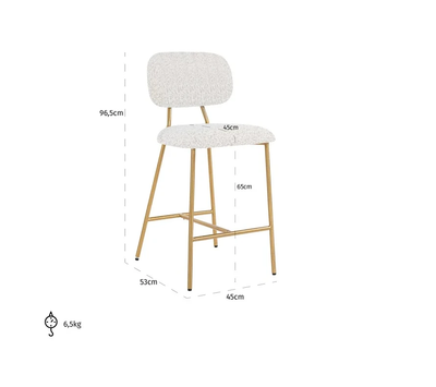 Barstoel Xenia white bouclé - Laag (set van 2) by Richmond Interiors