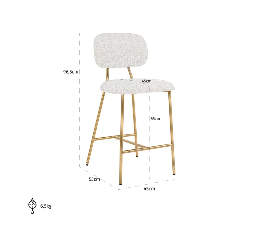 Barstoel Xenia white bouclé - Laag (set van 2) by Richmond Interiors