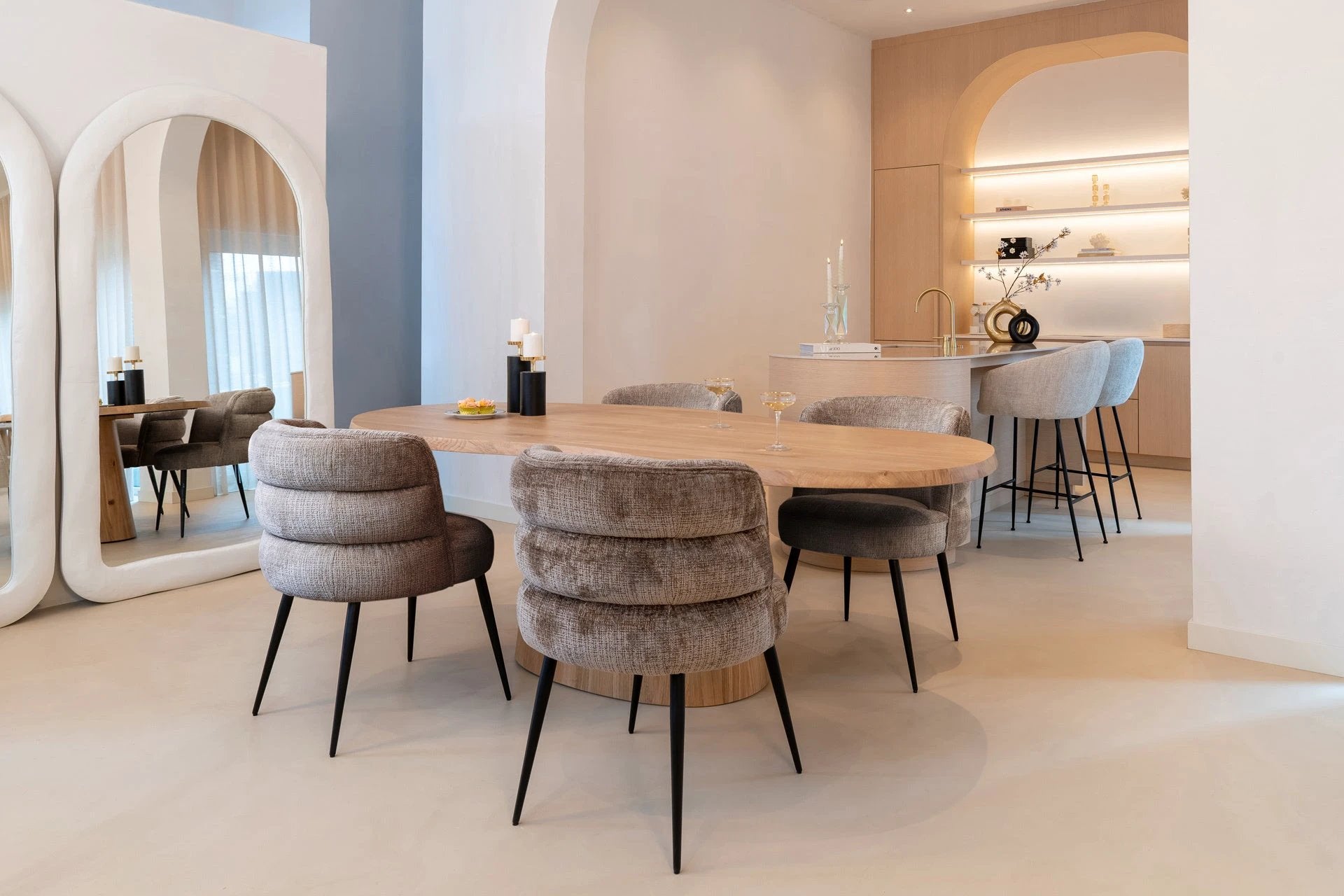 Eettafel Fictus 240 Travertine faux (Beige) by Richmond Interiors