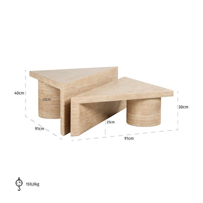Salontafel set Fictus Travertine faux (Beige) - depauwwonen