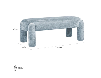 Bench Holly Light Blue Chenille by Richmond Interiors