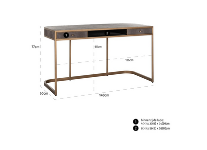 Bureau Classio Brushed Goud - depauwwonen