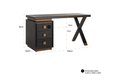 Bureau Hunter Zwart by Richmond Interiors