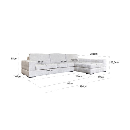 Bank Pasha 3-zits + lounge rechts pearl island - depauwwonen