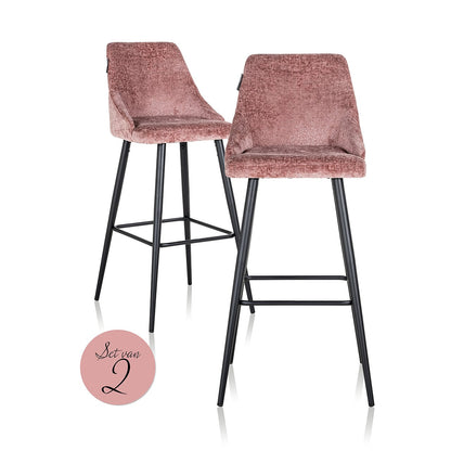 Bar stoel Brooke rose chenille (set van 2) - depauwwonen
