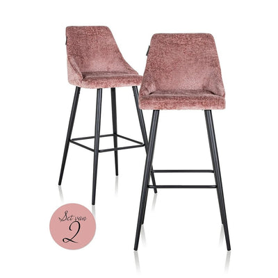Bar stoel Brooke rose chenille (set van 2) by Richmond Interiors