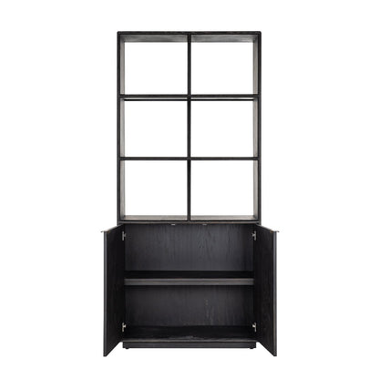 Boekenkast Blackbone Messing 2-deuren (Zwart rustiek) - depauwwonen